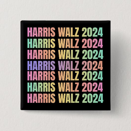 Harris Walz 2024 Rainbow Vierkante Button 5,1 Cm (Voorkant)