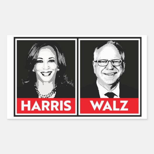 Harris Walz 2024 Rechthoekige Sticker (Voorkant)