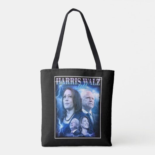 Harris Walz 2024 Retro 90s Style Tote Bag (Achterkant)