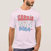 Harris Walz 2024 Retro Hippie Style T-shirt (Voorkant)