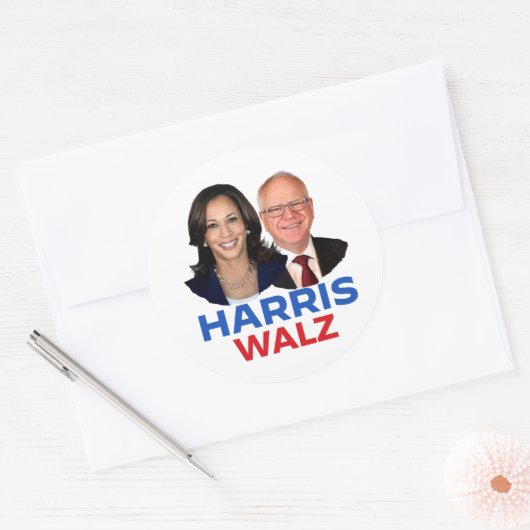 Harris Walz 2024 Ronde Sticker (Envelop)