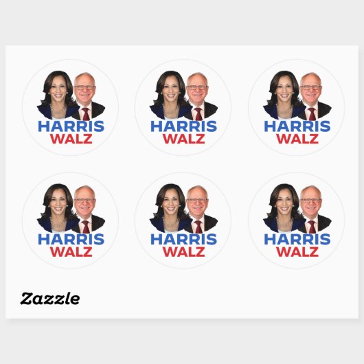 Harris Walz 2024 Ronde Sticker (Vel)