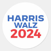 Harris Walz 2024 Ronde Sticker (Voorkant)