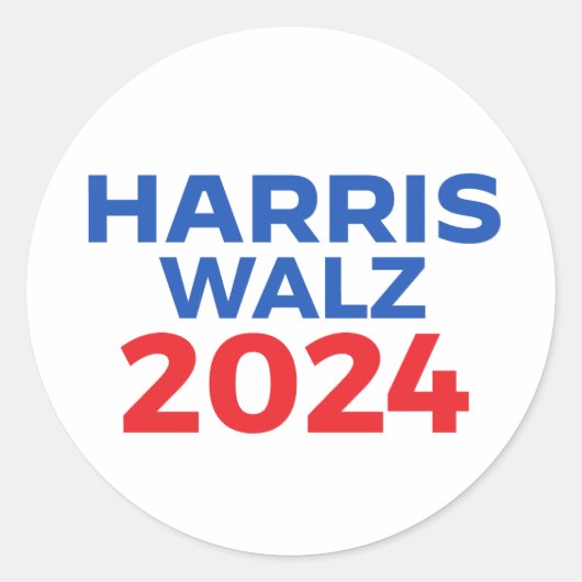 Harris Walz 2024 Ronde Sticker (Voorkant)