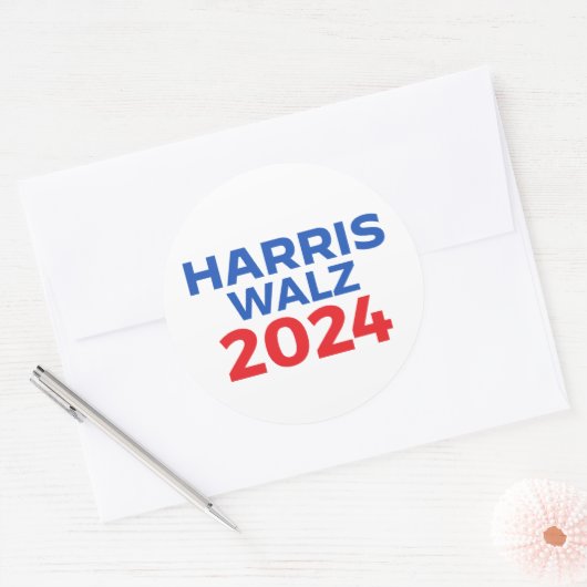 Harris Walz 2024 Ronde Sticker (Envelop)