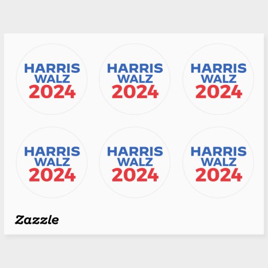 Harris Walz 2024 Ronde Sticker (Vel)