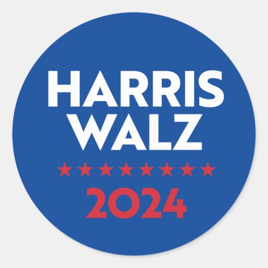 Harris Walz 2024 Ronde Sticker (Voorkant)