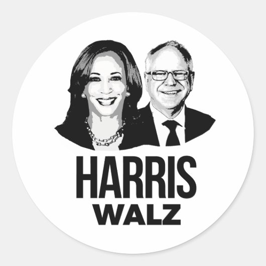 Harris Walz 2024 Ronde Sticker (Voorkant)