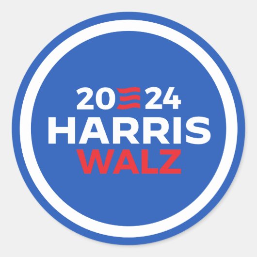 Harris Walz 2024 Ronde Sticker (Voorkant)