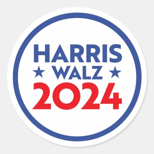 Harris Walz 2024 Ronde Sticker (Voorkant)