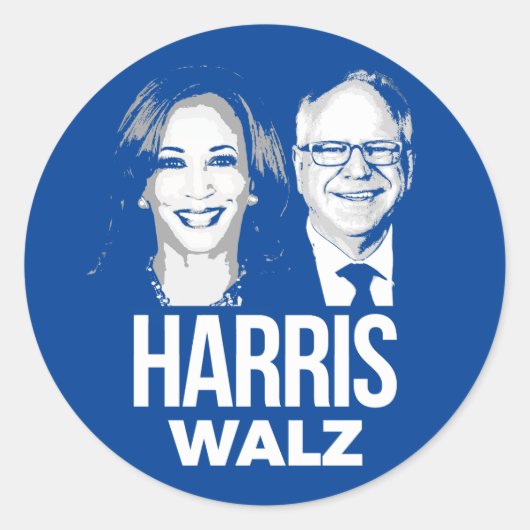 Harris Walz 2024 Ronde Sticker (Voorkant)