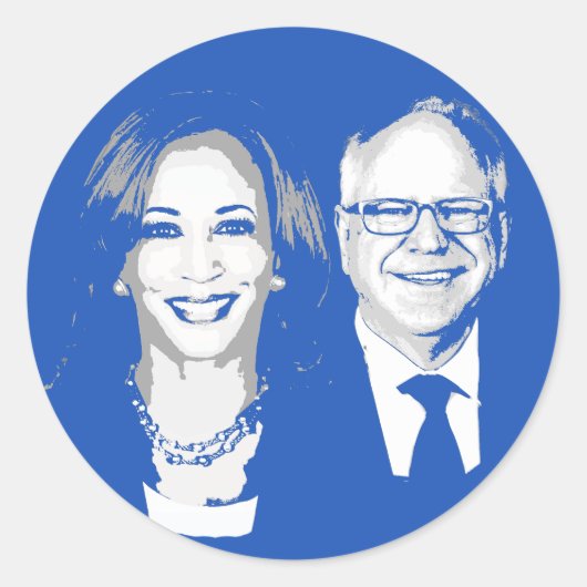 Harris Walz 2024 Ronde Sticker (Voorkant)
