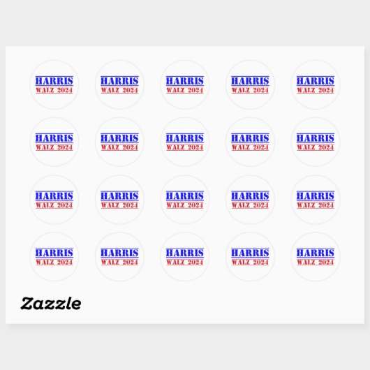 Harris Walz 2024 Ronde Sticker (Vel)
