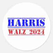 Harris Walz 2024 Ronde Sticker (Voorkant)