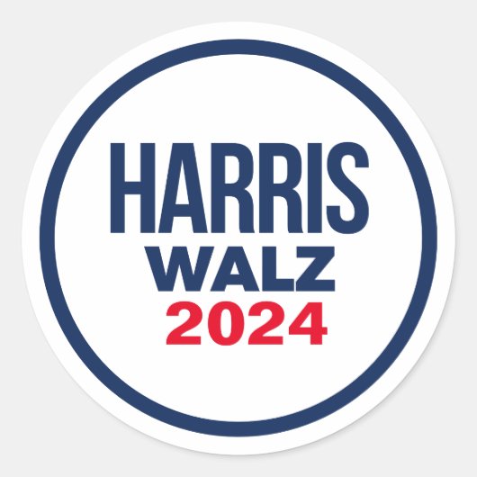 HARRIS WALZ 2024 RONDE STICKER (Voorkant)