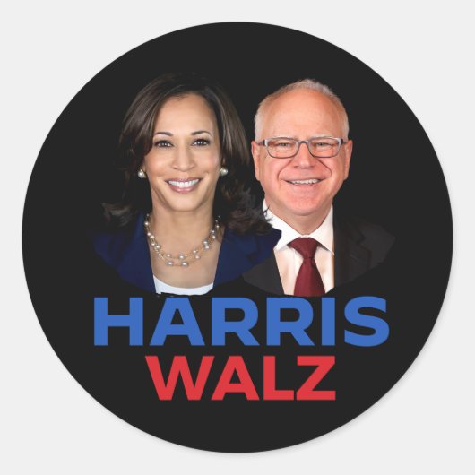 Harris Walz 2024 Ronde Sticker (Voorkant)