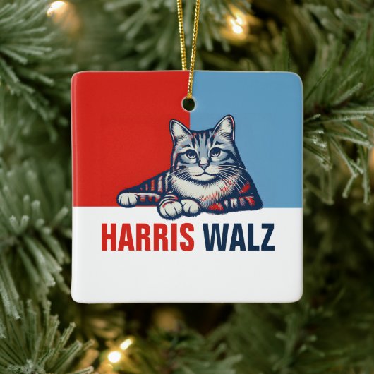 Harris Walz 2024 - Rood Blauw Keramisch Ornament (Boom)
