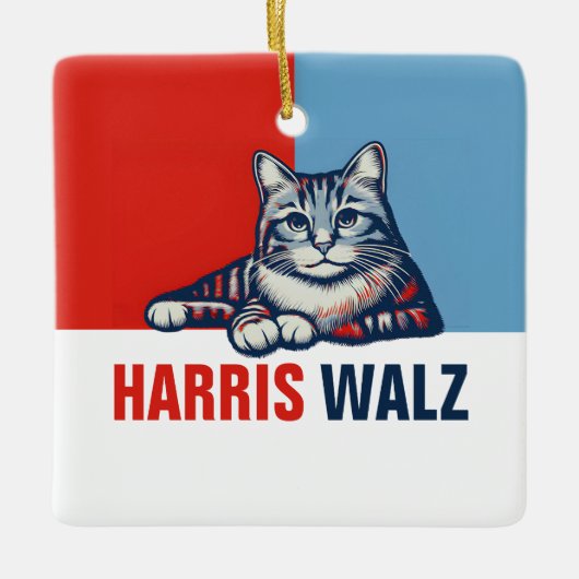 Harris Walz 2024 - Rood Blauw Keramisch Ornament (Voorkant)