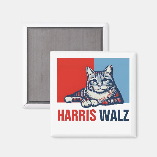 Harris Walz 2024 - Rood Blauw Magneet (Voorkant / Achterkant)