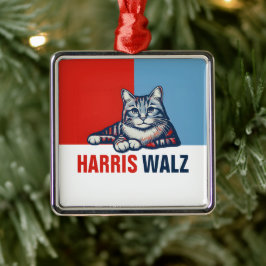 Harris Walz 2024 - Rood Blauw Metalen Ornament