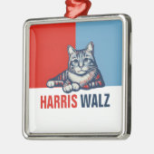 Harris Walz 2024 - Rood Blauw Metalen Ornament (Links)