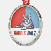 Harris Walz 2024 - Rood Blauw Metalen Ornament (Links)