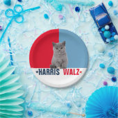 Harris Walz 2024 - Rood Blauw Papieren Bordje (Feest)
