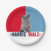 Harris Walz 2024 - Rood Blauw Papieren Bordje (Voorkant)