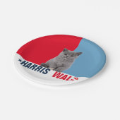 Harris Walz 2024 - Rood Blauw Papieren Bordje (Gekanteld)