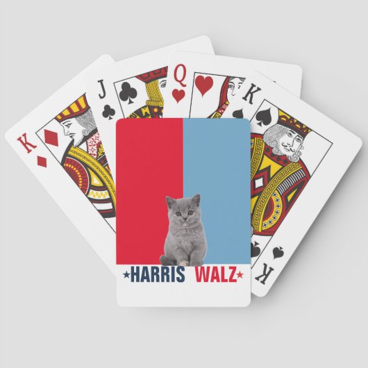 Harris Walz 2024 - Rood Blauw Pokerkaarten (Achterkant)