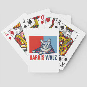 Harris Walz 2024 - Rood Blauw Pokerkaarten