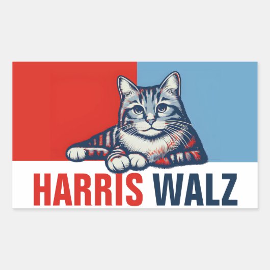 Harris Walz 2024 - Rood Blauw Rechthoekige Sticker (Voorkant)
