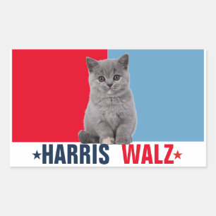 Harris Walz 2024 - Rood Blauw Rechthoekige Sticker