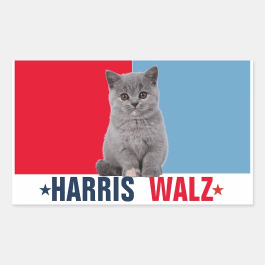 Harris Walz 2024 - Rood Blauw Rechthoekige Sticker (Voorkant)