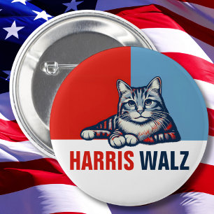 Harris Walz 2024 - Rood Blauw Ronde Button 5,7 Cm