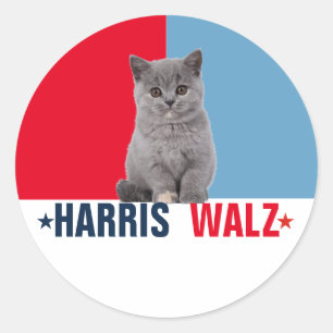 Harris Walz 2024 - Rood Blauw Ronde Sticker