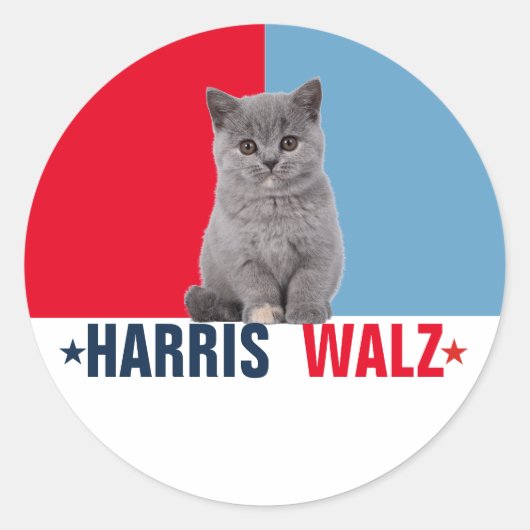 Harris Walz 2024 - Rood Blauw Ronde Sticker (Voorkant)