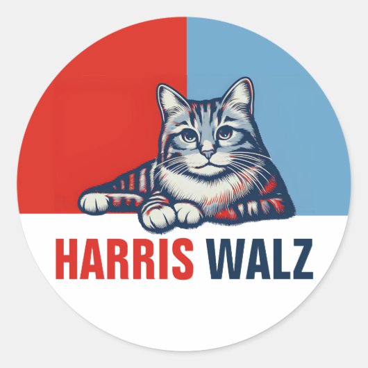 Harris Walz 2024 - Rood Blauw Ronde Sticker (Voorkant)