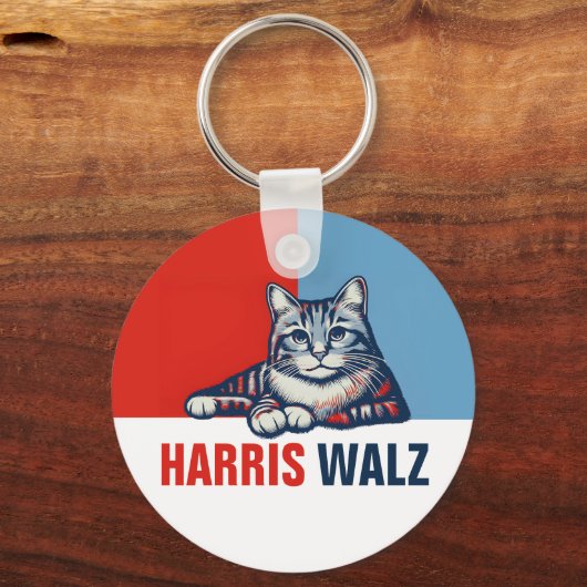 Harris Walz 2024 - Rood Blauw Sleutelhanger (Voorkant)
