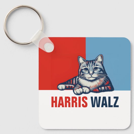 Harris Walz 2024 - Rood Blauw Sleutelhanger (Voorkant)