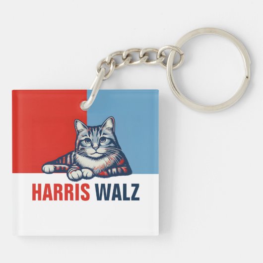 Harris Walz 2024 - Rood Blauw Sleutelhanger (Achterkant)
