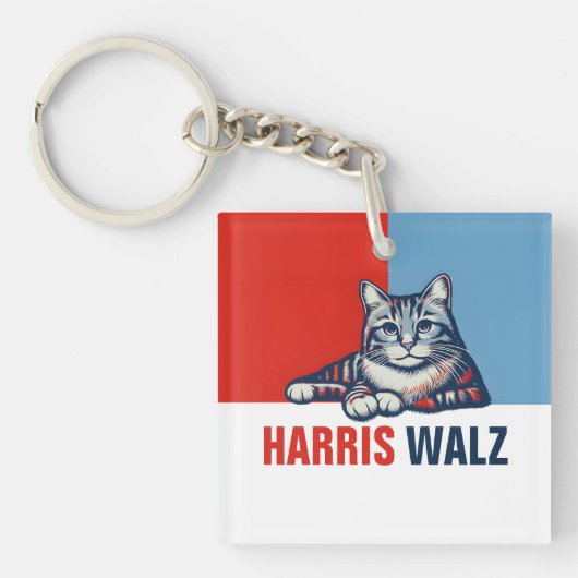Harris Walz 2024 - Rood Blauw Sleutelhanger (voorkant)