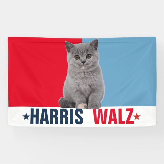 Harris Walz 2024 - Rood Blauw Spandoek (Horizontaal)