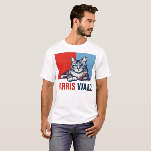 Harris Walz 2024 - Rood Blauw T-shirt (Voorkant volledig)