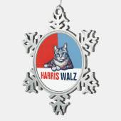 Harris Walz 2024 - Rood Blauw Tin Sneeuwvlok Ornament (Rechts)