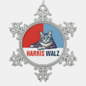 Harris Walz 2024 - Rood Blauw Tin Sneeuwvlok Ornament (Voorkant)
