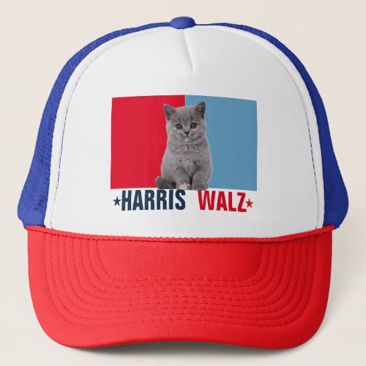 Harris Walz 2024 - Rood Blauw Trucker Pet (Voorkant)
