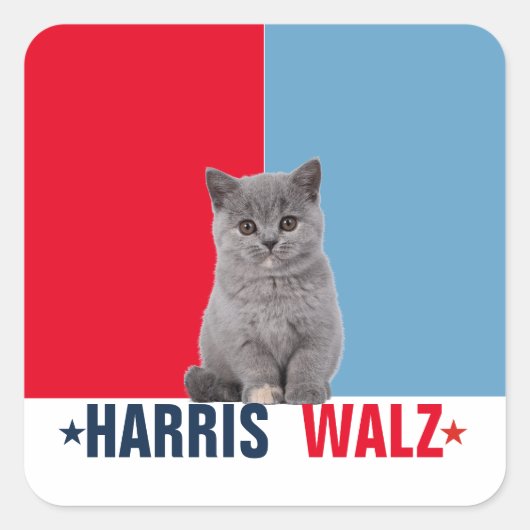 Harris Walz 2024 - Rood Blauw Vierkante Sticker (Voorkant)