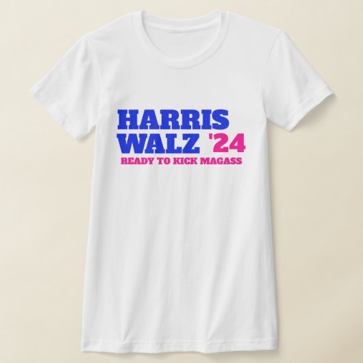 Harris Walz 2024 Roze en blauw T-shirt (Laagn)