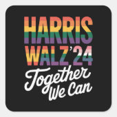 Harris Walz 2024 Samen kunnen we LGBTQIA kiezen Vierkante Sticker (Voorkant)